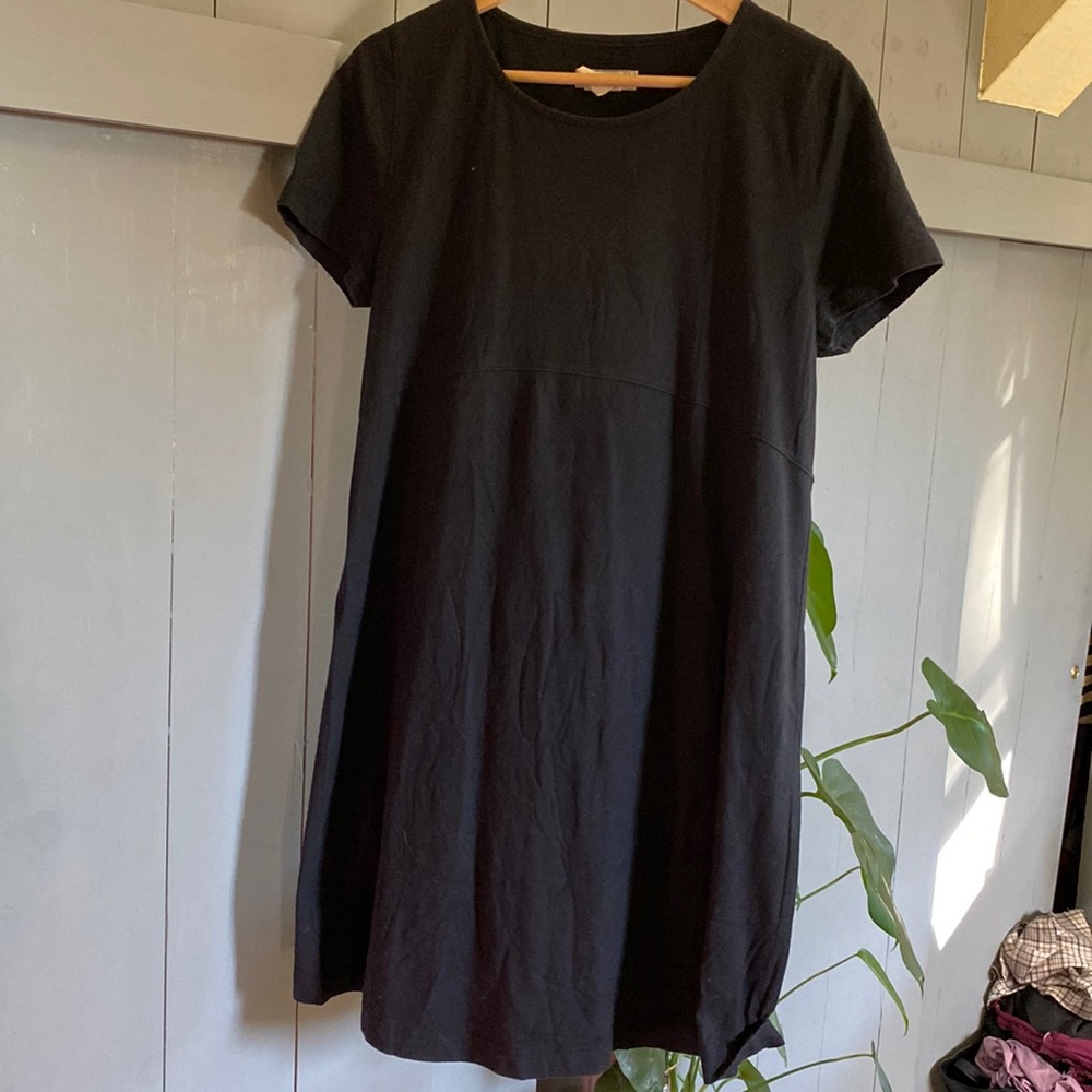 Black organic cotton t shirt dress